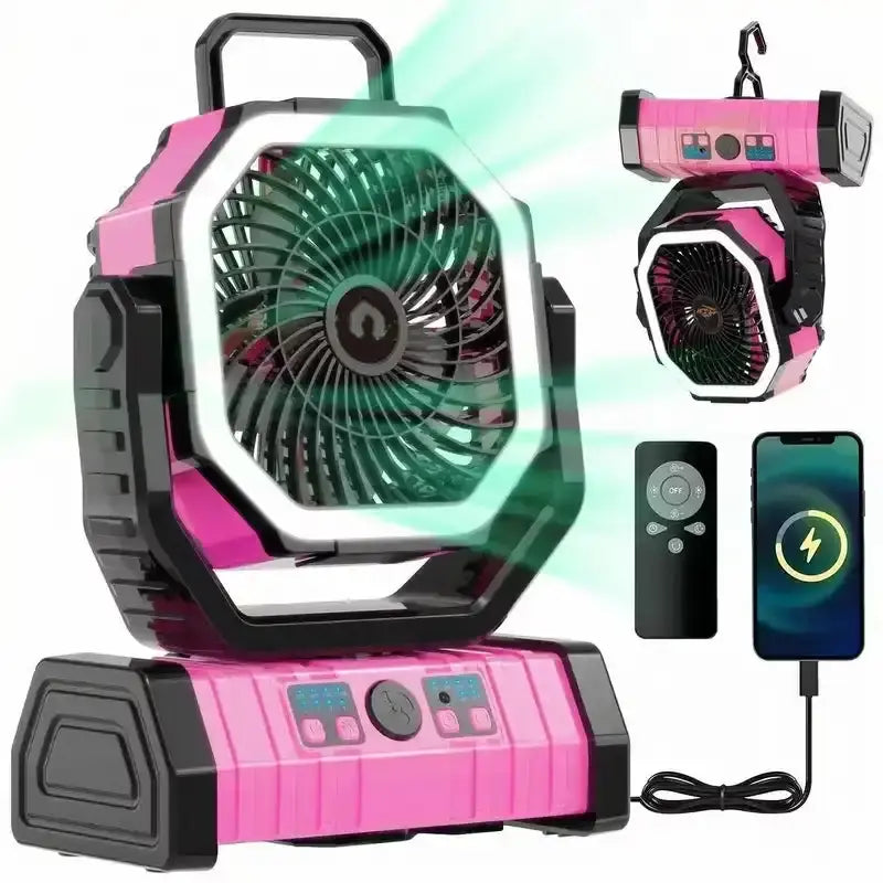 Portable LED Camping Fan with Oscillating Head