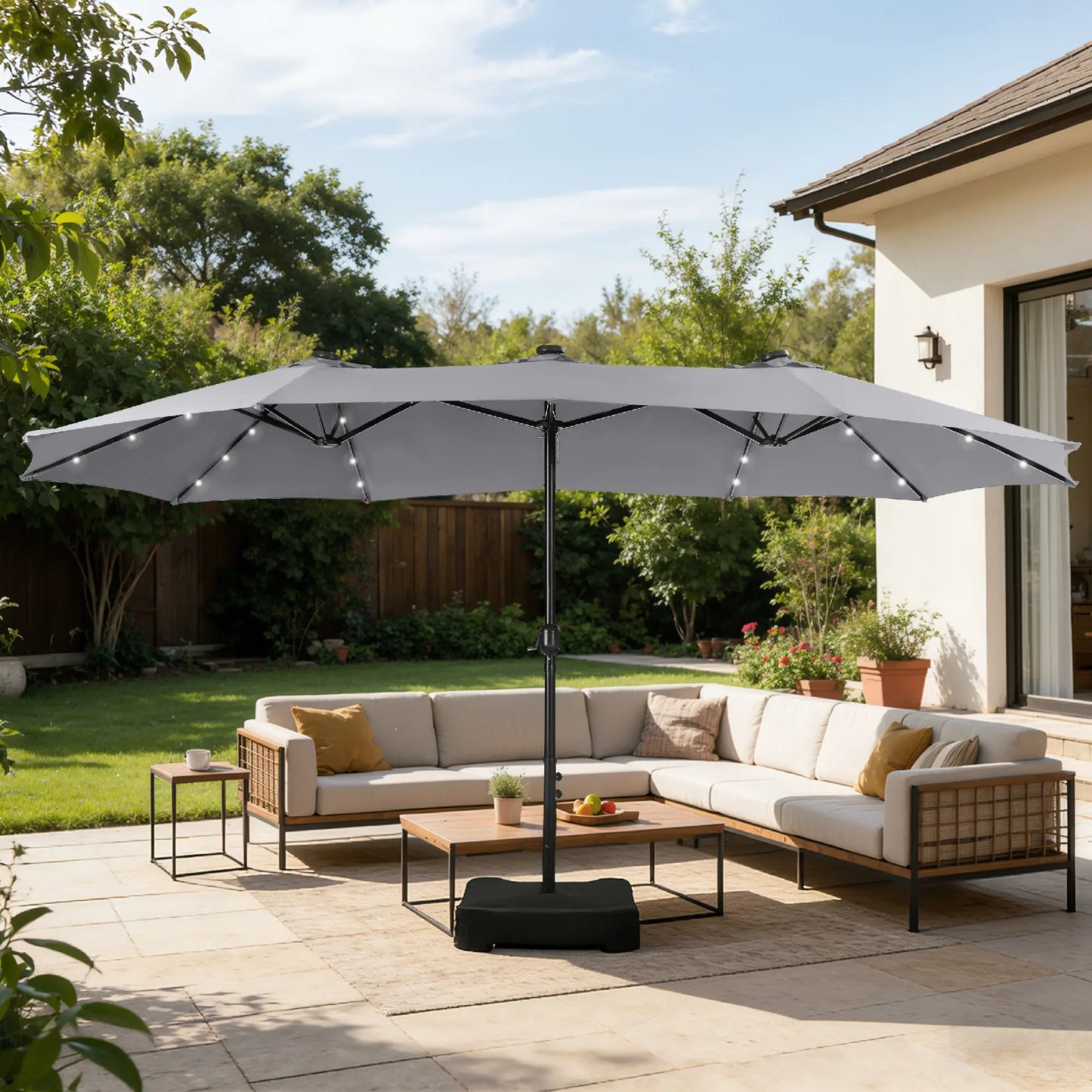 15-foot Large Outdoor Patio Umbrella with Base