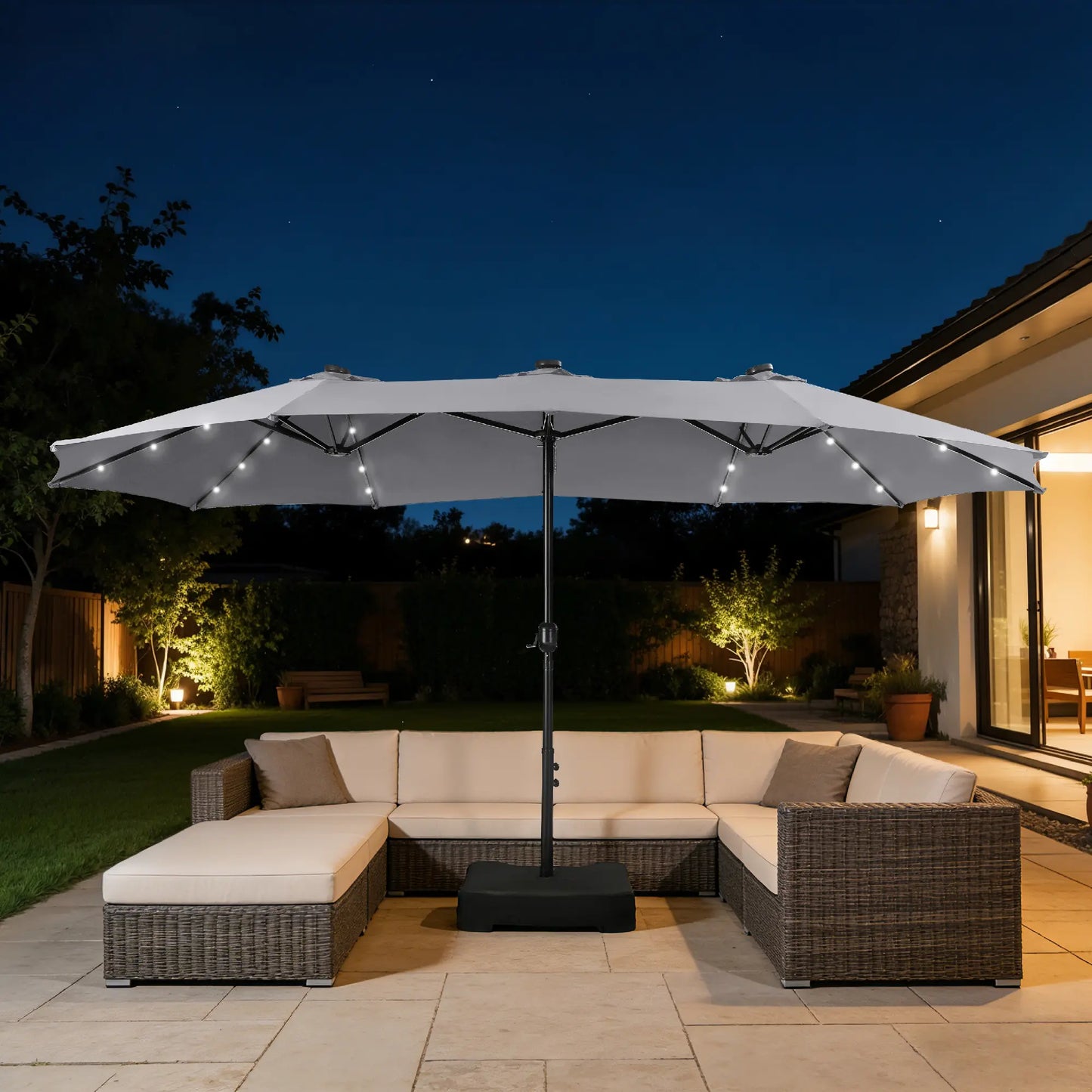 15-foot Large Outdoor Patio Umbrella with Base