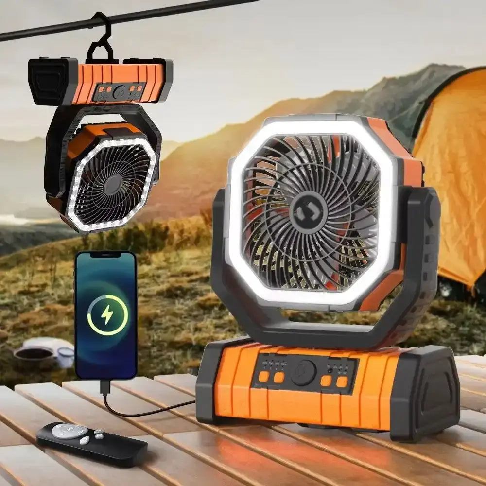Portable LED Camping Fan with Oscillating Head