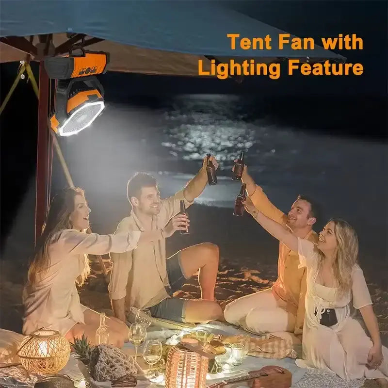 Portable LED Camping Fan with Oscillating Head
