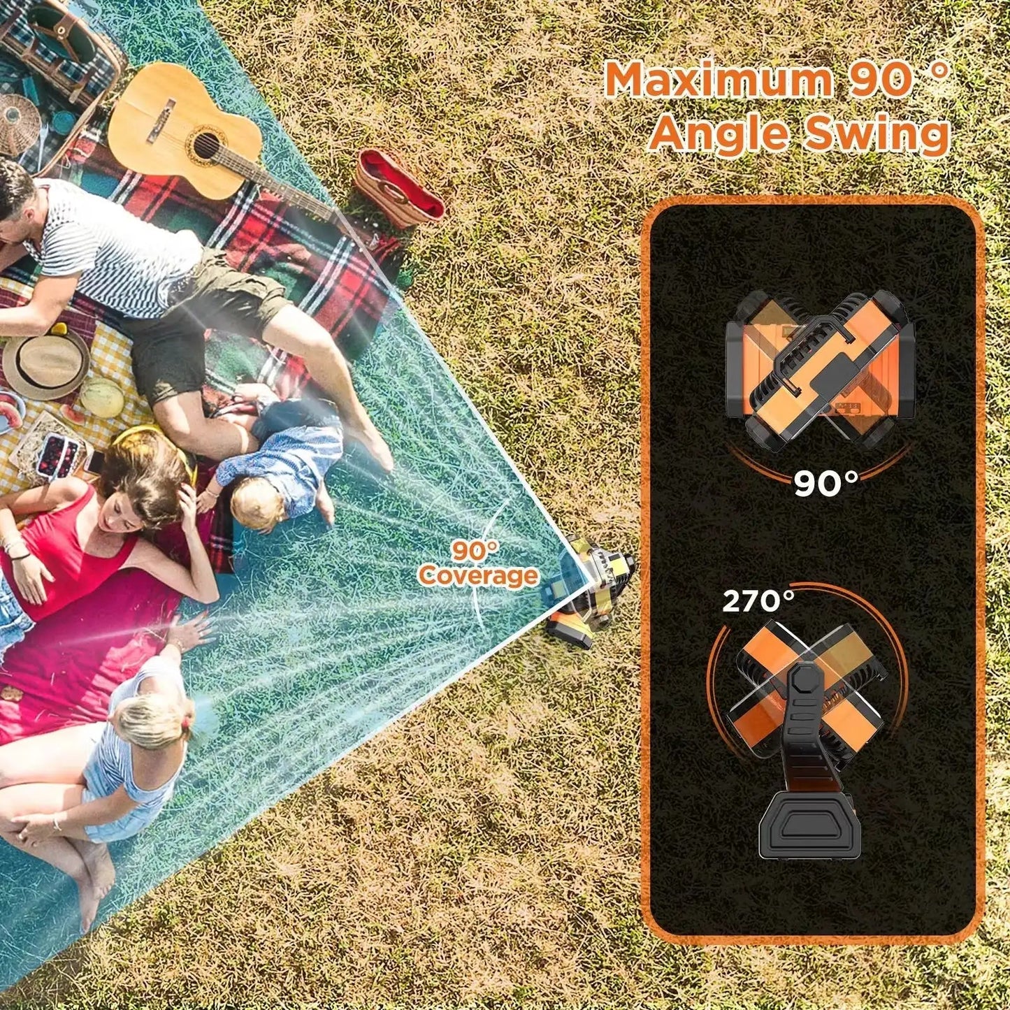 Portable LED Camping Fan with Oscillating Head