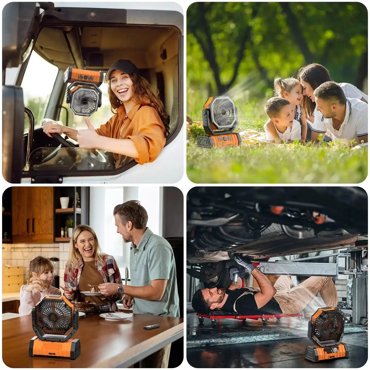 Portable LED Camping Fan with Oscillating Head