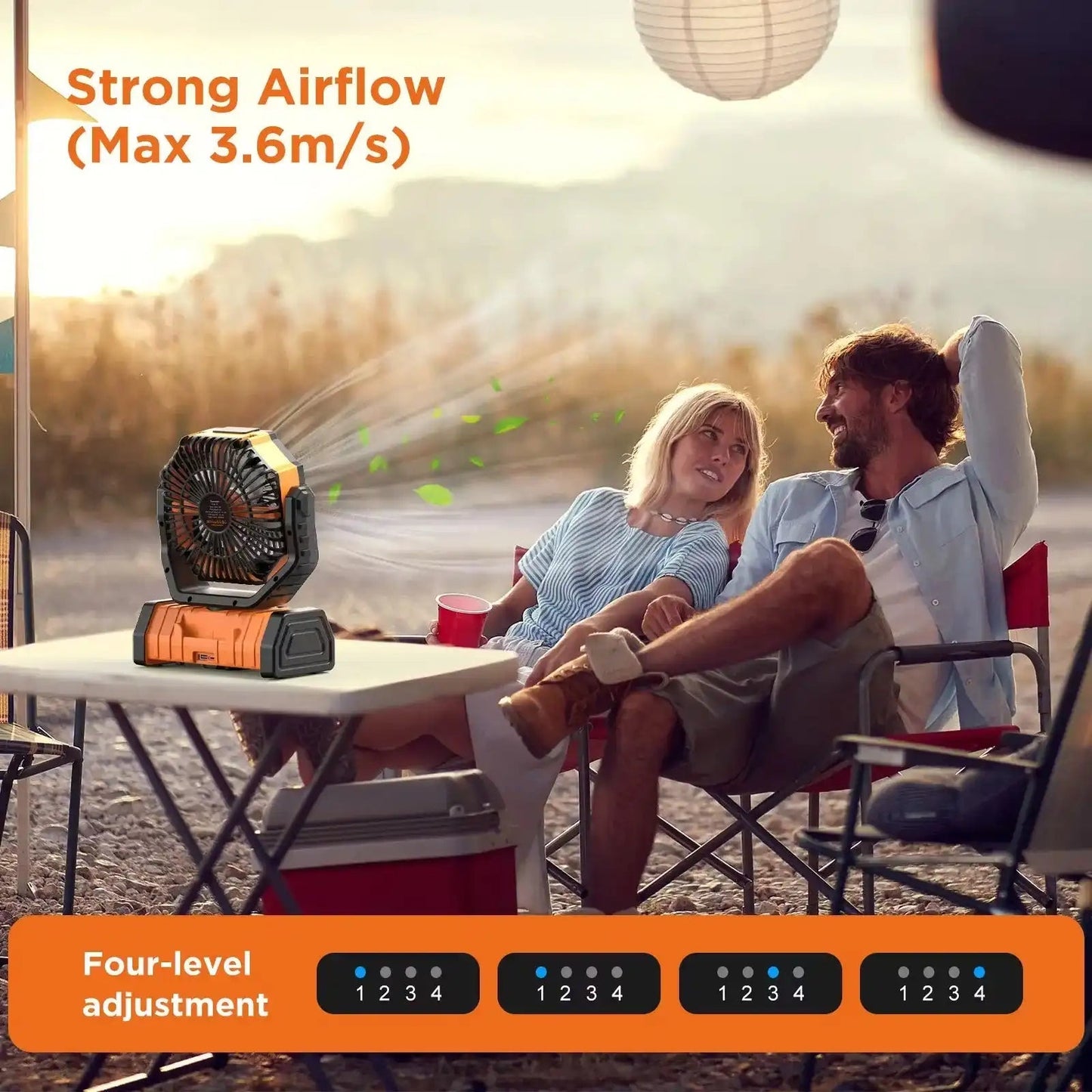 Portable LED Camping Fan with Oscillating Head